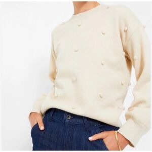 Hyacinth House Tuckernuck Cream Pom Pom Melinda Knit Balloon Sleeve Sweater L